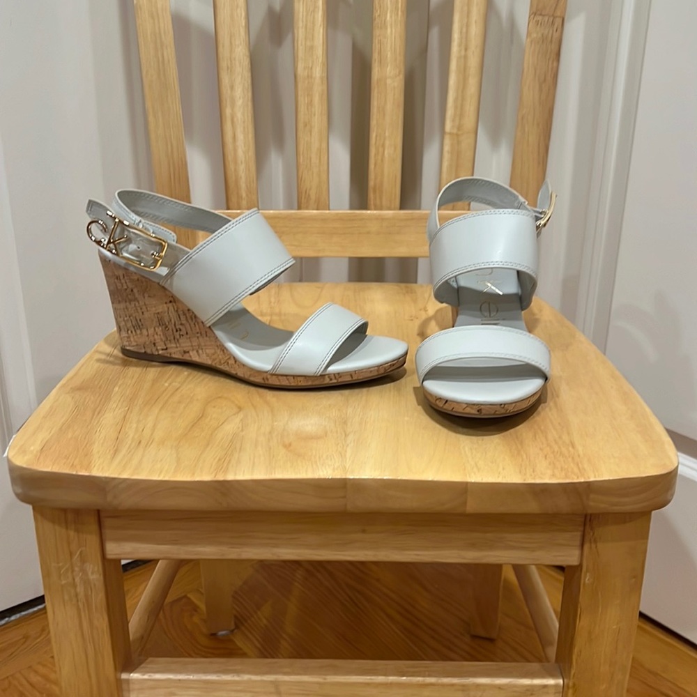 Woman’s, 9.5M, Calvin Klein, wedge dress sandals. Worn once.